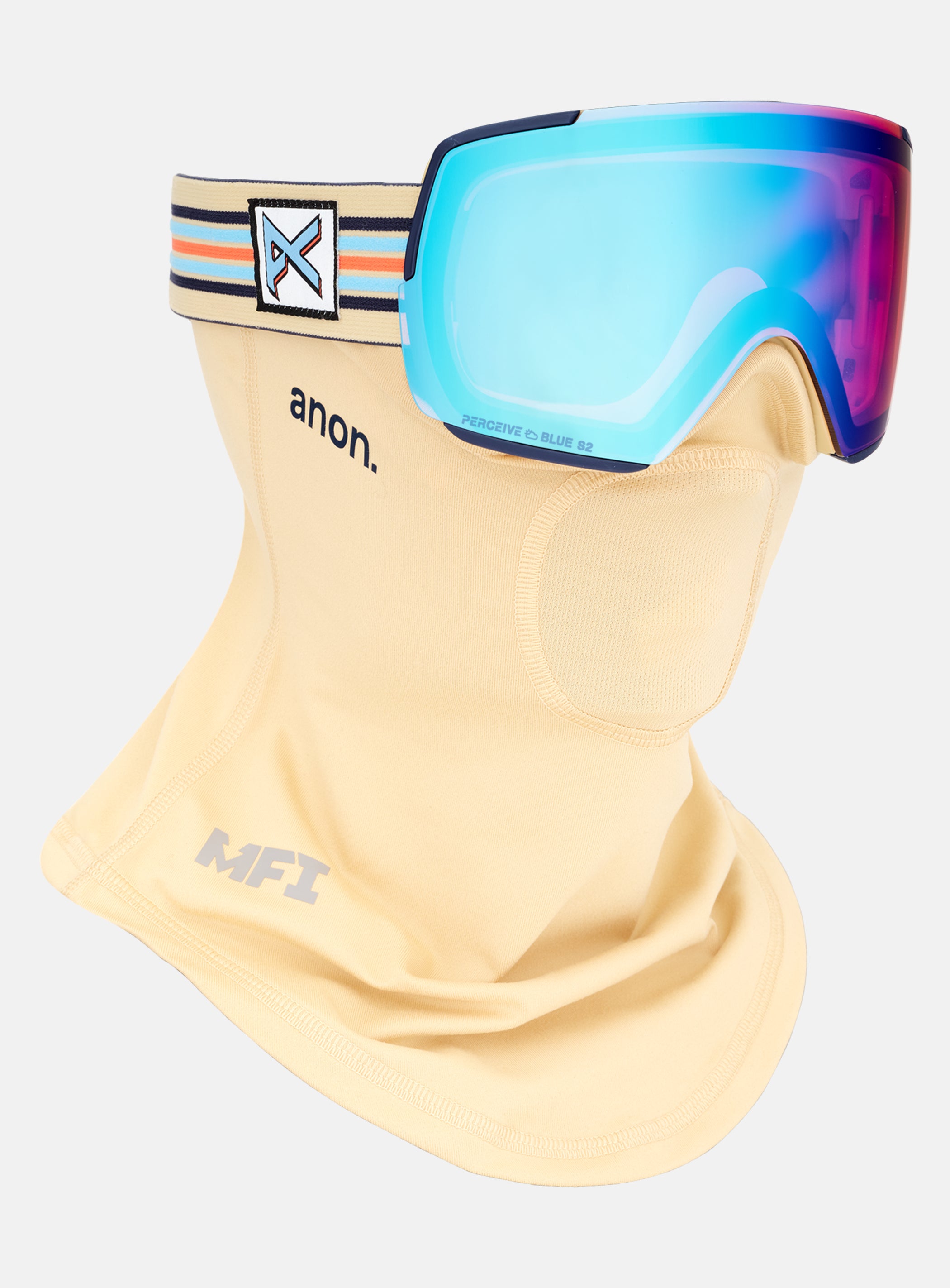Anon M5S Goggles + Bonus Lens + MFI® Face Mask | Frame: Vintage, Lens: Perceive Variable Blue (21% / S2), Spare Lens: Perceive Cloudy Pink (53% / S1)