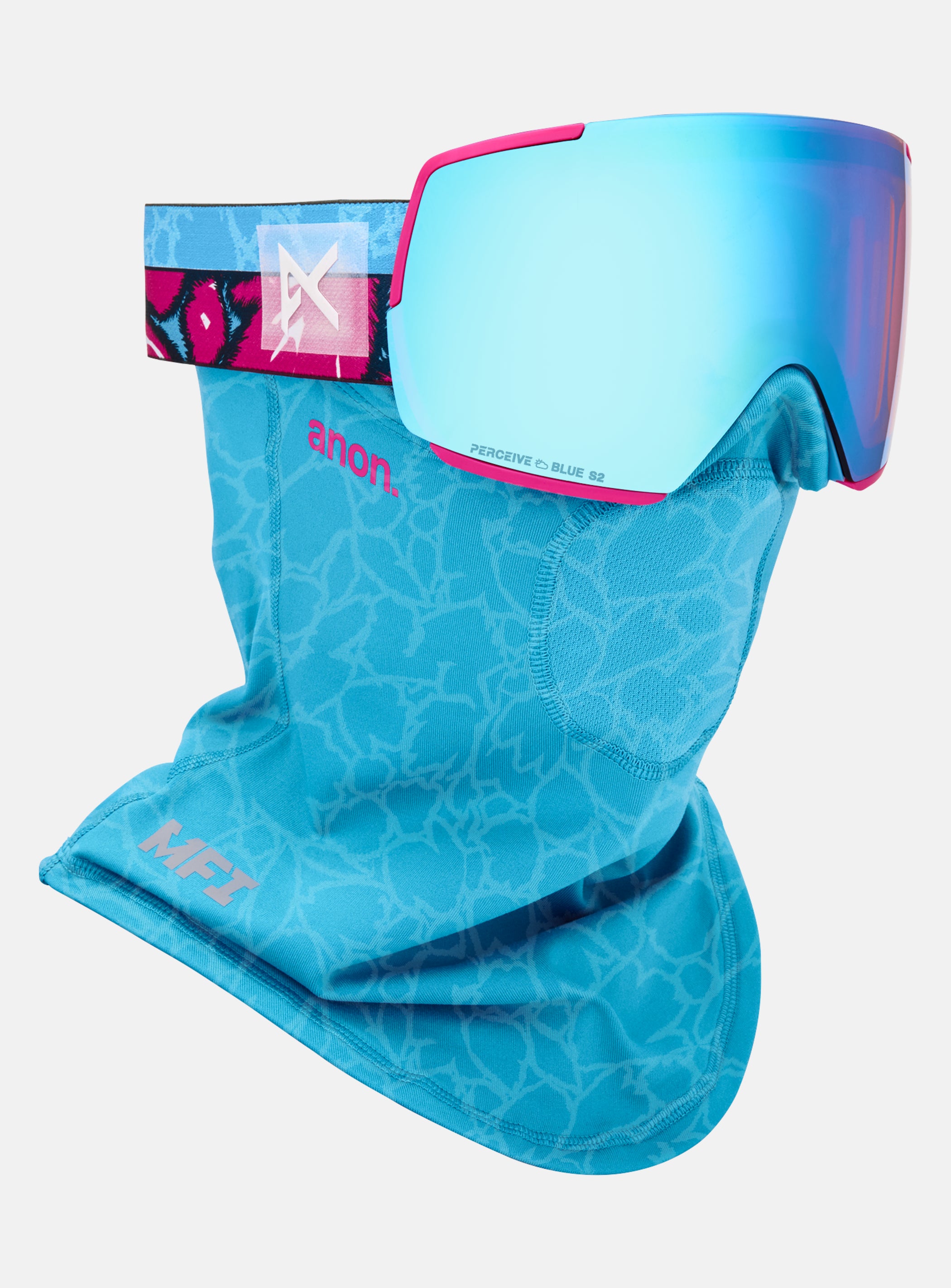 Anon M5 Goggles + Bonus Lens + MFI® Face Mask | Frame: Pink Tides, Lens: Perceive Variable Blue