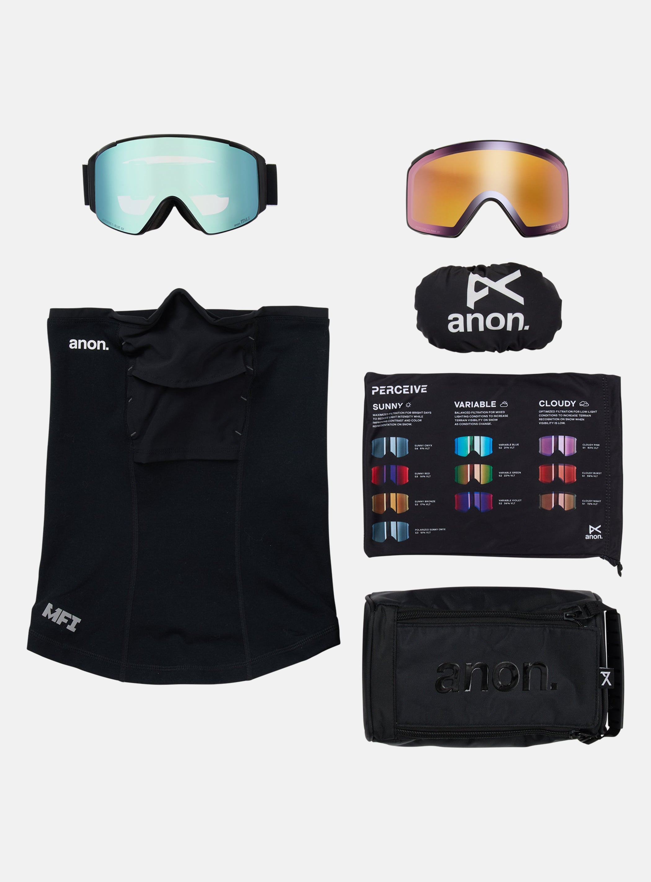 Anon M4S Goggles (Cylindrical) + Lens + MFI® Face Mask | Anon Anon M4S Goggles (Cylindrical) + Lens + MFI® Face Mask | Anon
