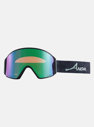 Anon Year of the Horse M4S Goggles (Cylindrical) + Bonus Lens + MFI® Face Mask | Frame: Black, Lens: Perceive Variable Green
