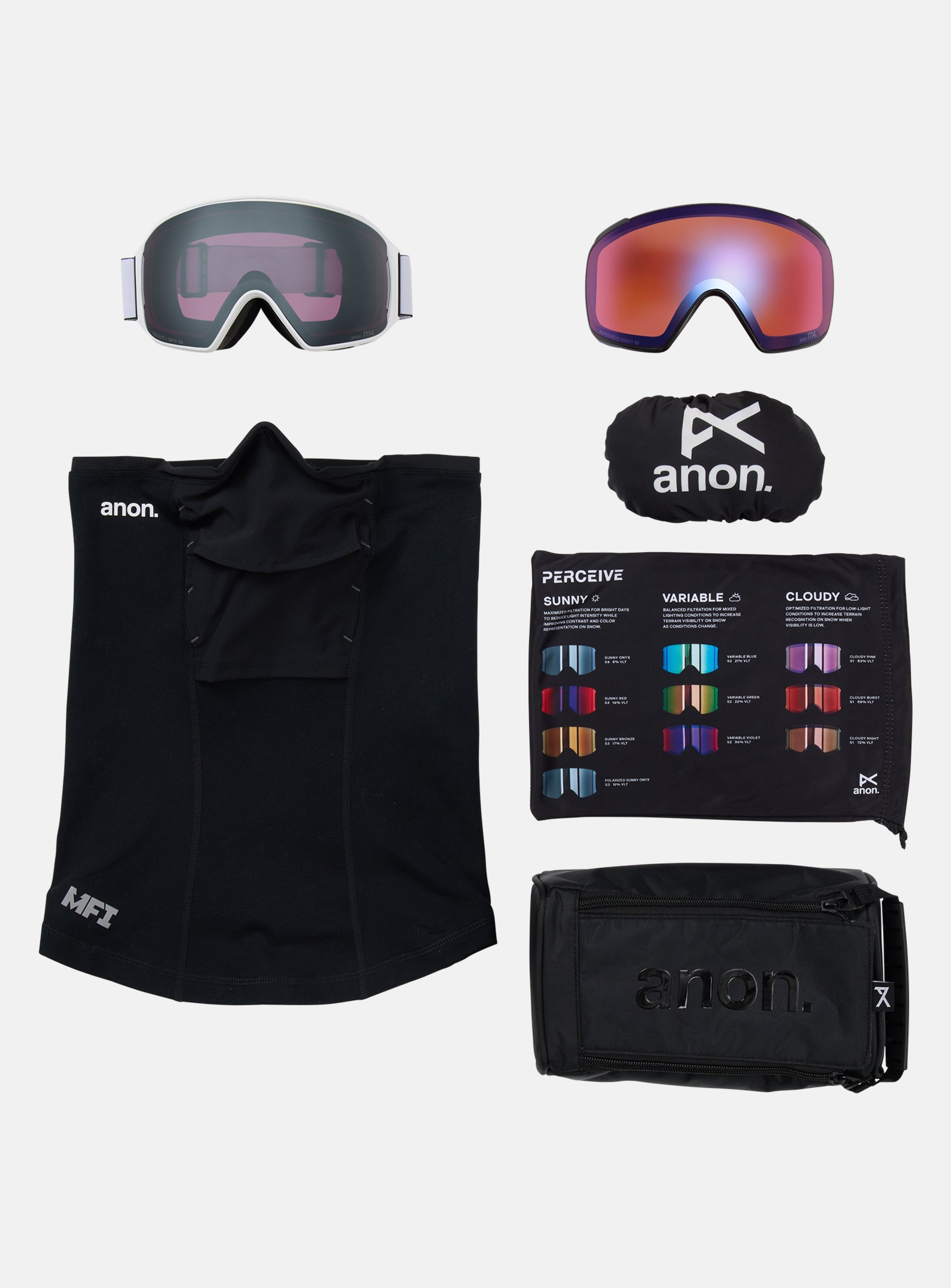 Anon M4 Goggles (Toric) + Bonus Perceive Lens + MFI® Face Mask | Frame: White, Lens: Perceive Sunny Onyx