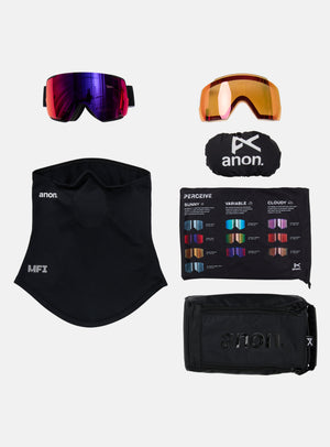 Anon M5S Goggles + Bonus Lens + MFI® Face Mask | Frame: Black, Lens: Perceive Sunny Red