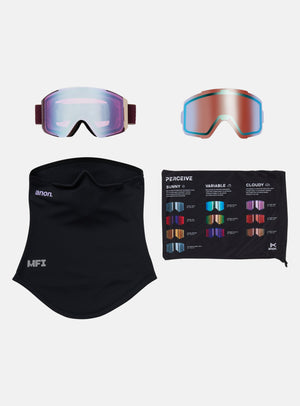 Anon Sync Goggles + Bonus Lens + MFI® Face Mask | Frame: Deep Cherry, Lens: Perceive Cloudy Pink