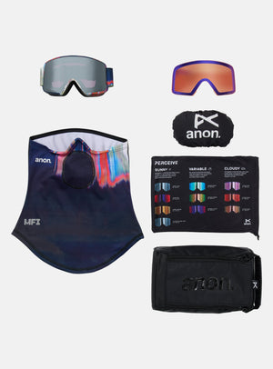 Anon M6S Goggles + Bonus Lens + MFI® Face Mask | Frame: Glitch Lines, Lens: Perceive Sunny Onyx
