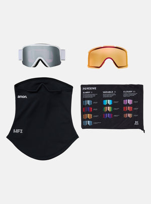 Anon Nesa S Goggles + Bonus Lens + MFI® Face Mask | Frame: White, Lens: Perceive Sunny Onyx
