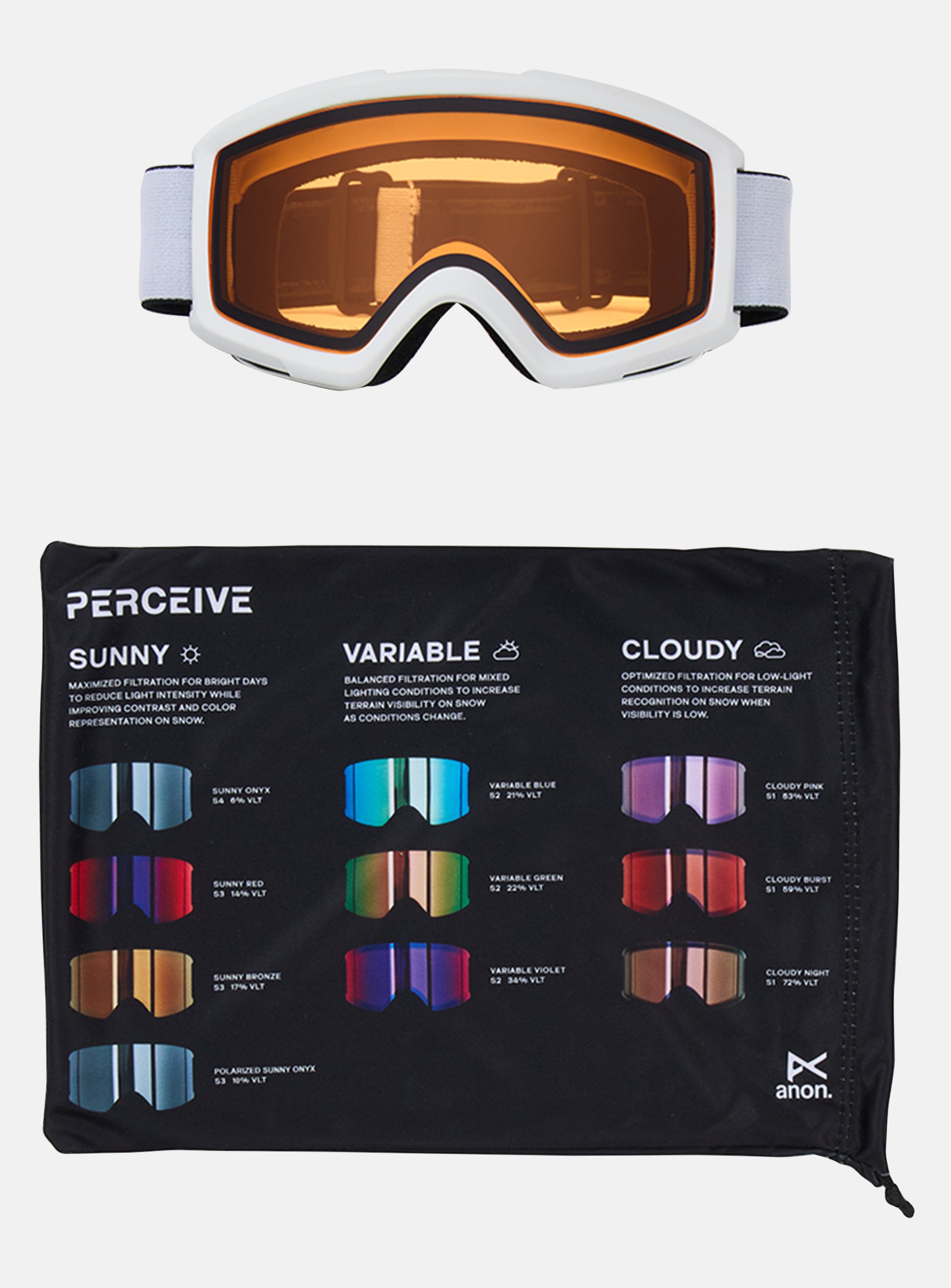 Anon Helix 2.0 Goggles (Non-Mirror) | Frame: White, Lens: Amber