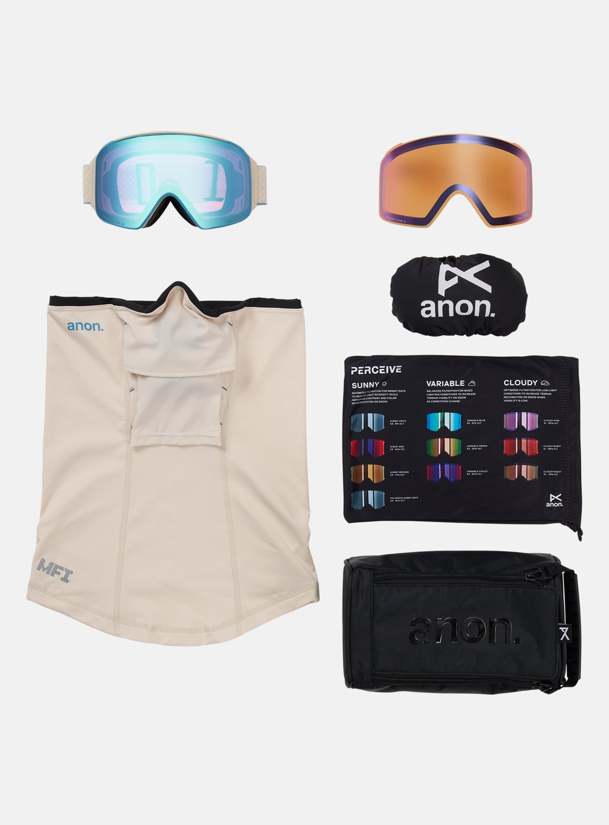 Anon M4 Goggles (Cylindrical) + Bonus Lens + Face Mask | Anon