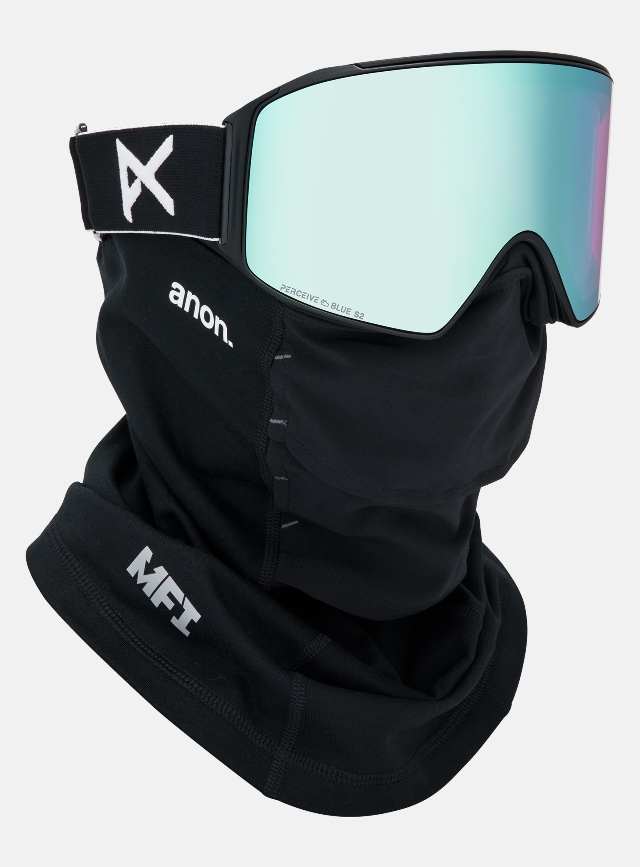 Anon M4 Goggles (Cylindrical) + Bonus Lens + MFI® Face Mask | Frame: Black, Lens: Perceive Variable Blue
