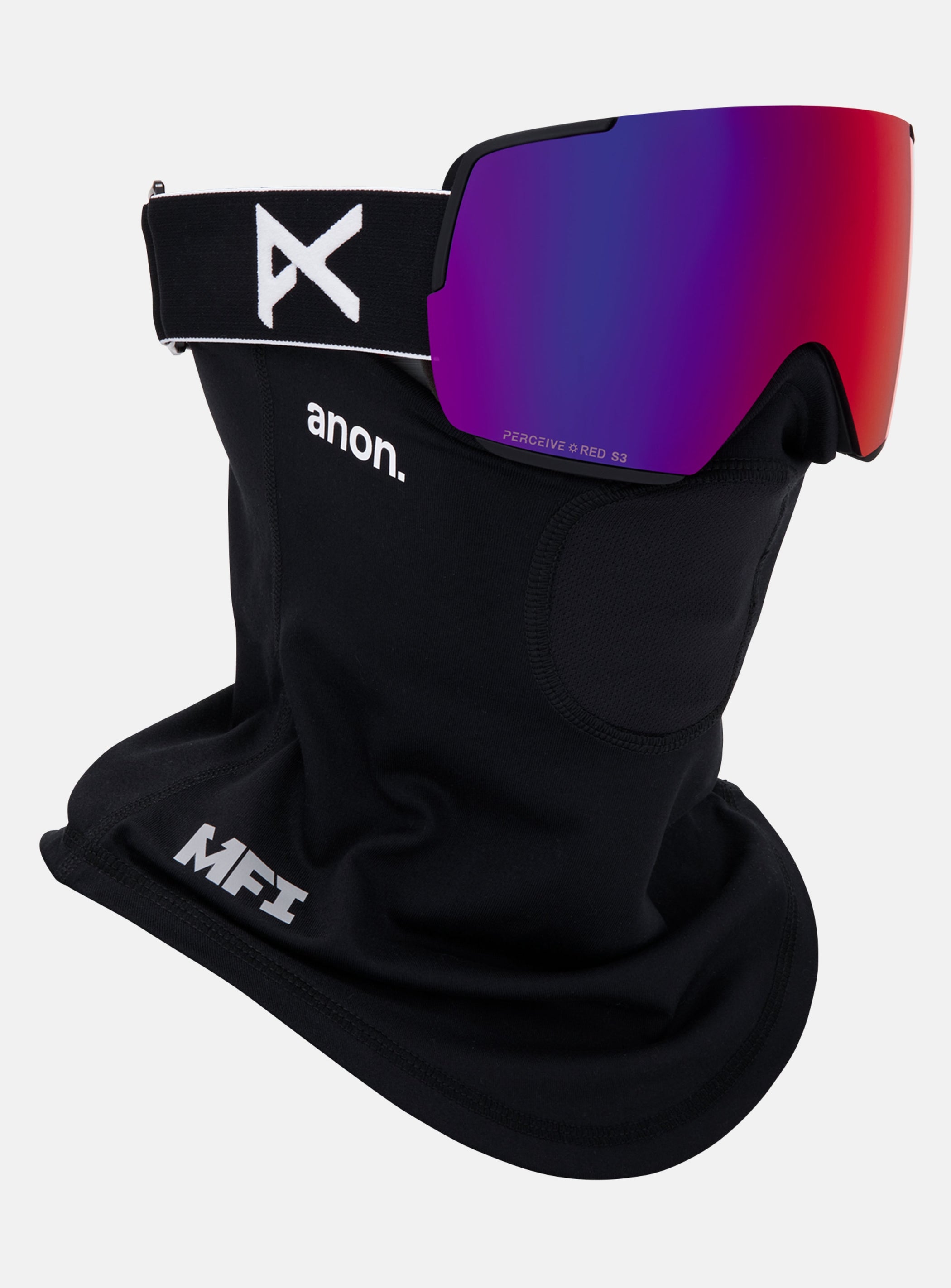 Anon M5S Goggles + Bonus Lens + MFI® Face Mask | Frame: Black, Lens: Perceive Sunny Red