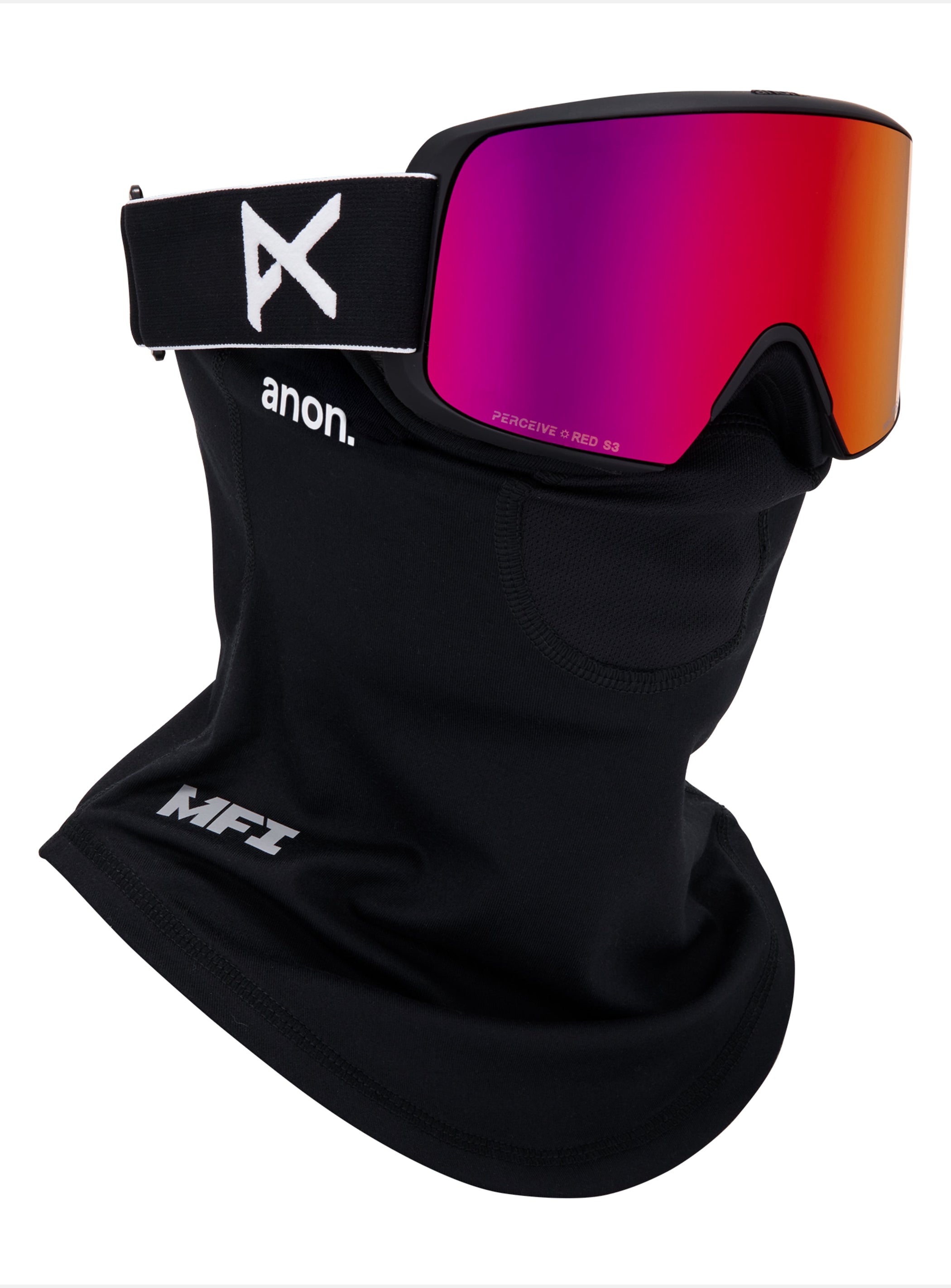 Anon M6S Goggles + Bonus Lens + MFI® Face Mask | Frame: Black, Lens: Perceive Sunny Red