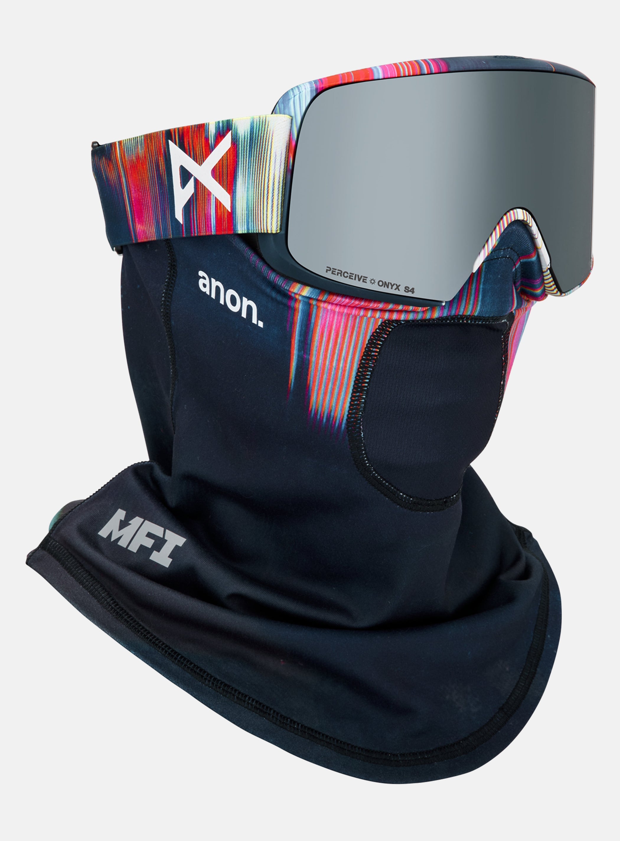 Anon M6S Goggles + Bonus Lens + MFI® Face Mask | Frame: Glitch Lines, Lens: Perceive Sunny Onyx