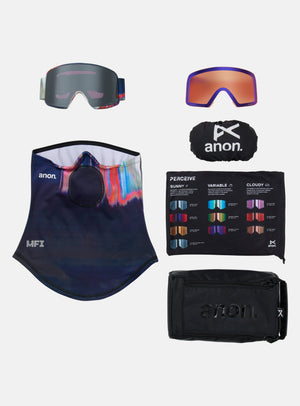 Anon M6 Goggles + Bonus Lens + MFI® Face Mask | Frame: Glitch Lines, Lens: Perceive Sunny Onyx