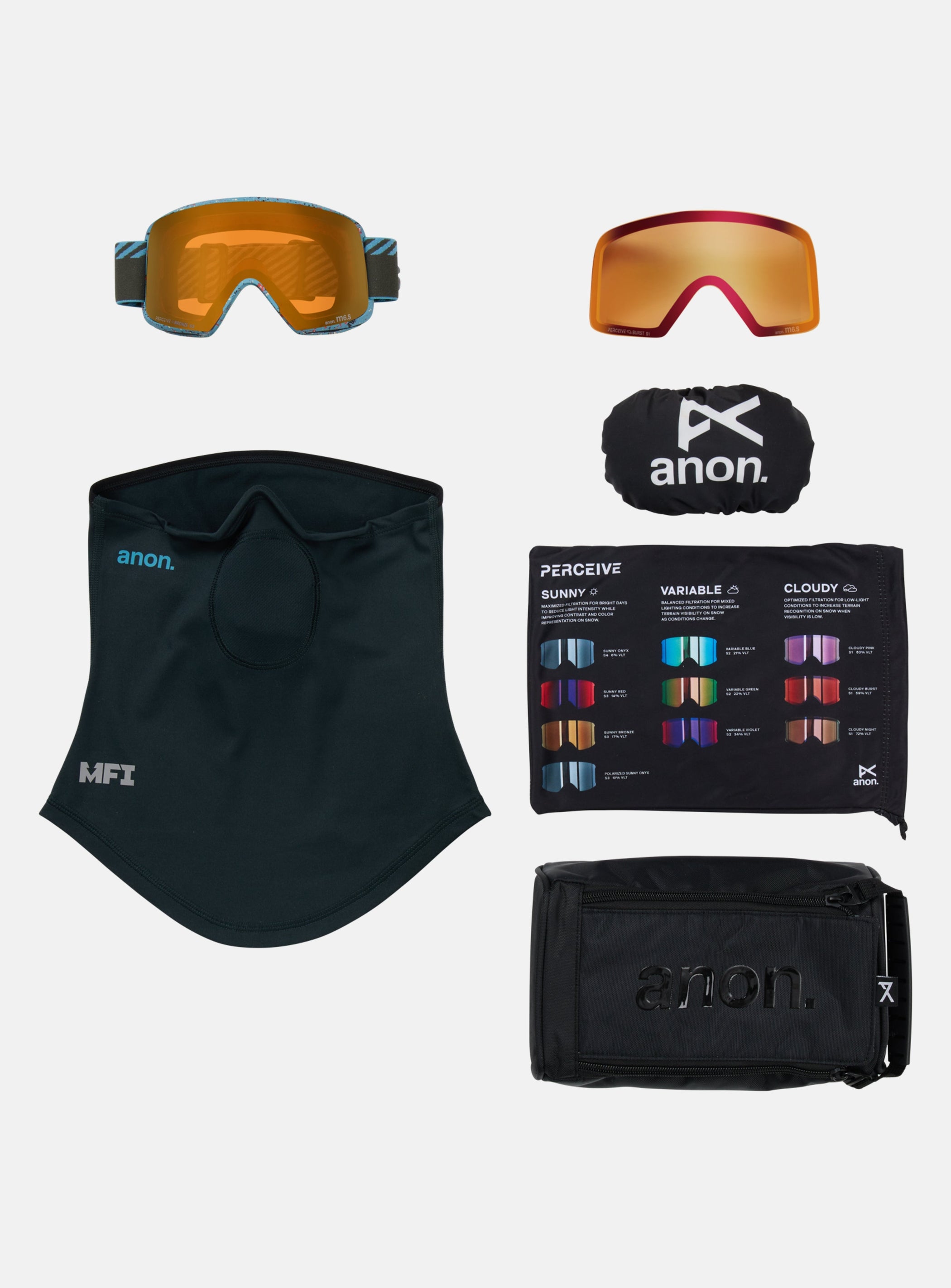 Anon M6S Goggles + Bonus Lens + MFI® Face Mask | Frame: Alpine Terra, Lens: Perceive Sunny Bronze