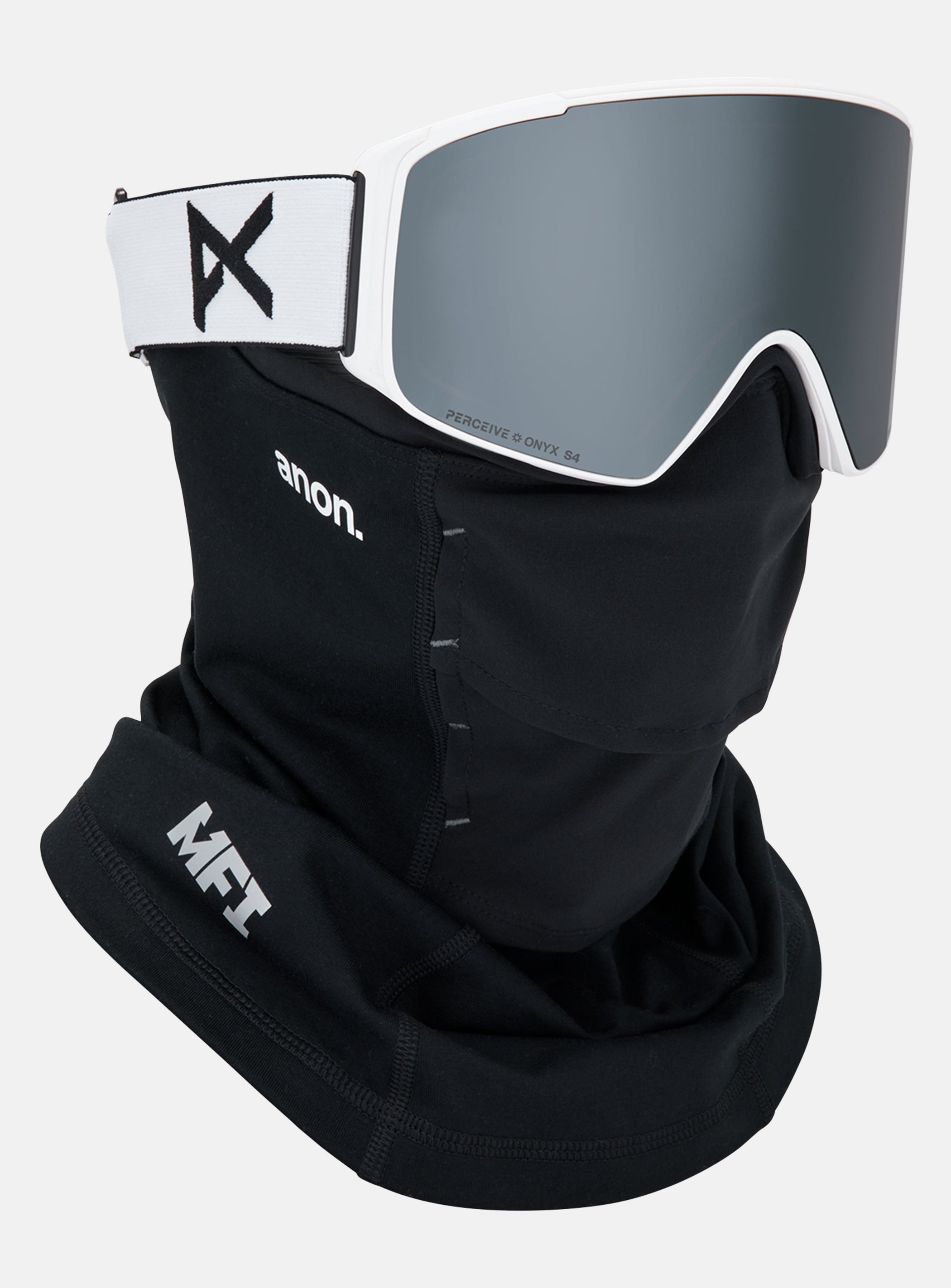 Anon M4S Goggles (Cylindrical) + Bonus Lens + MFI® Face Mask | Frame: White, Lens: Perceive Sunny Onyx