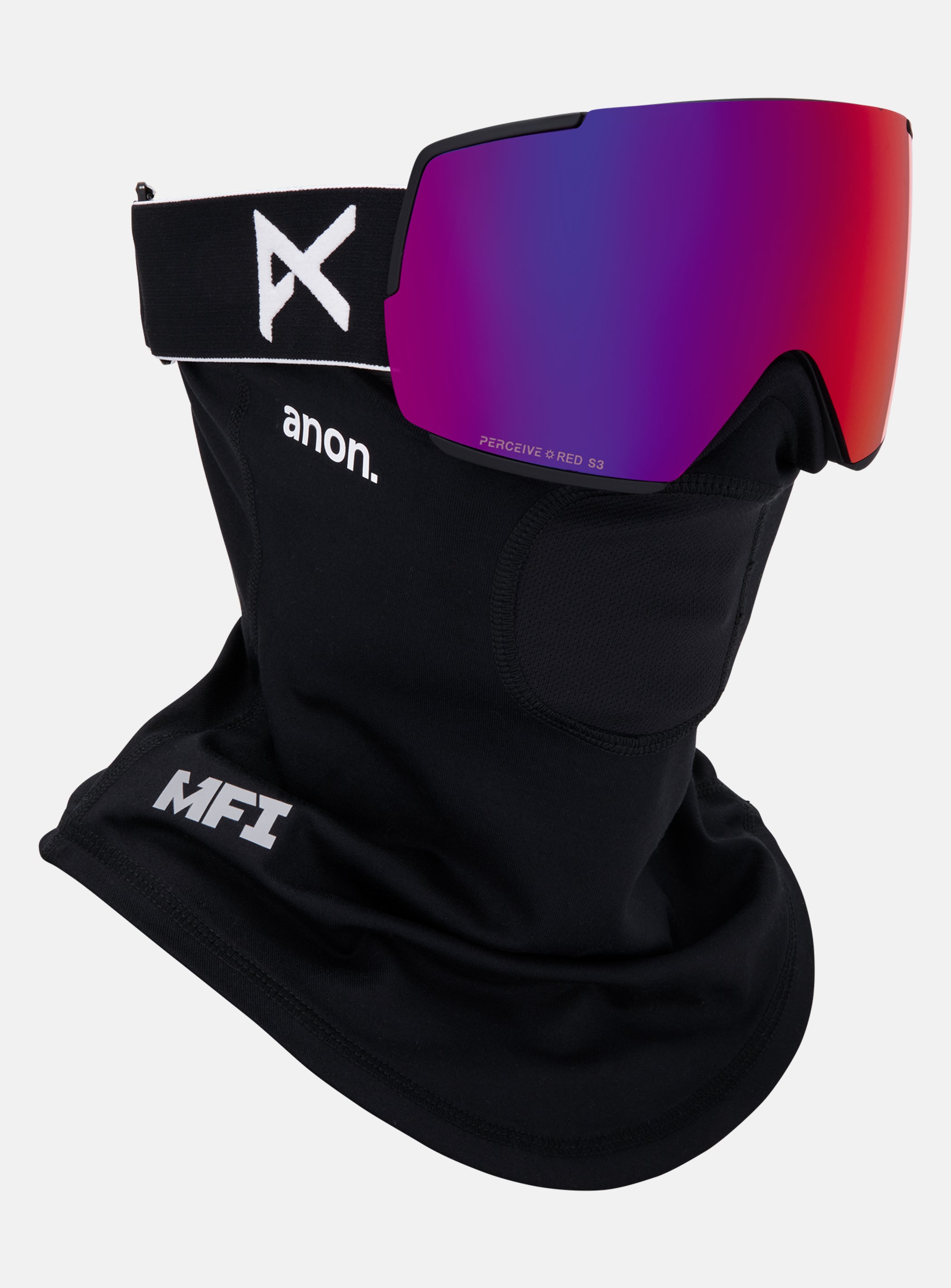 Anon M5 Goggles + Bonus Lens + MFI® Face Mask | Frame: Black, Lens: Perceive Sunny Red