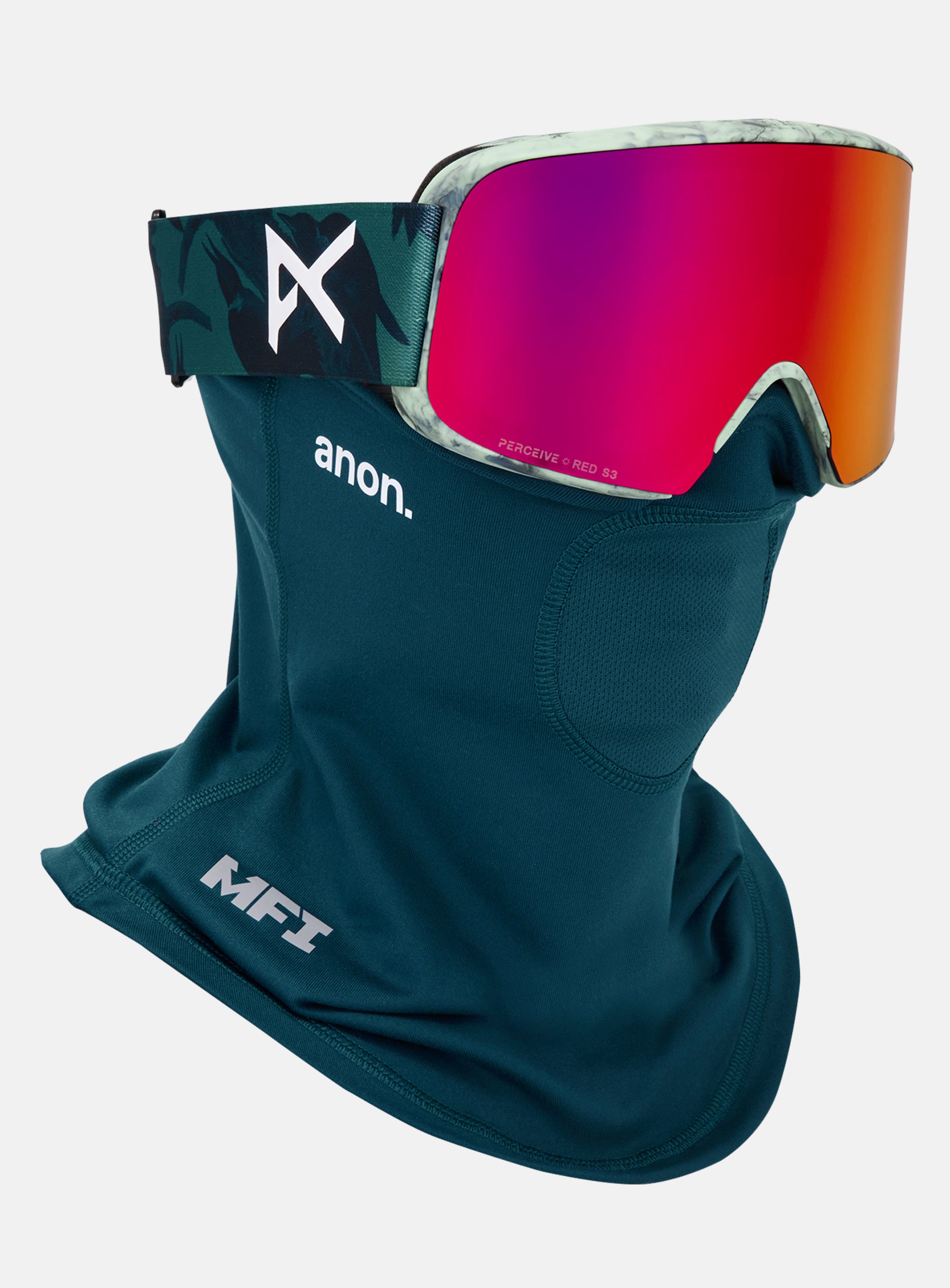 Anon M6 Goggles + Bonus Lens + MFI® Face Mask | Frame: Family Tree, Lens: Perceive Sunny Red
