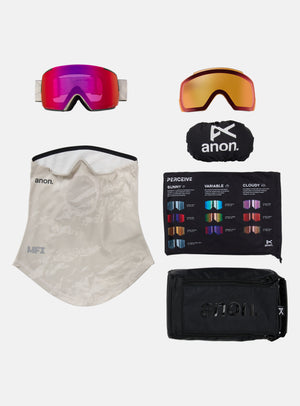 Anon M5 Goggles + Bonus Lens + MFI® Face Mask | Frame: Sediment, Lens: Perceive Sunny Red