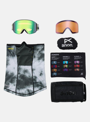 Anon M4 Goggles (Cylindrical) + Bonus Lens + MFI® Face Mask | Frame: Tilt Shift, Lens: Perceive Variable Green